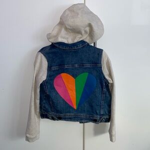 Jean Jacket Rainbow Heart Back